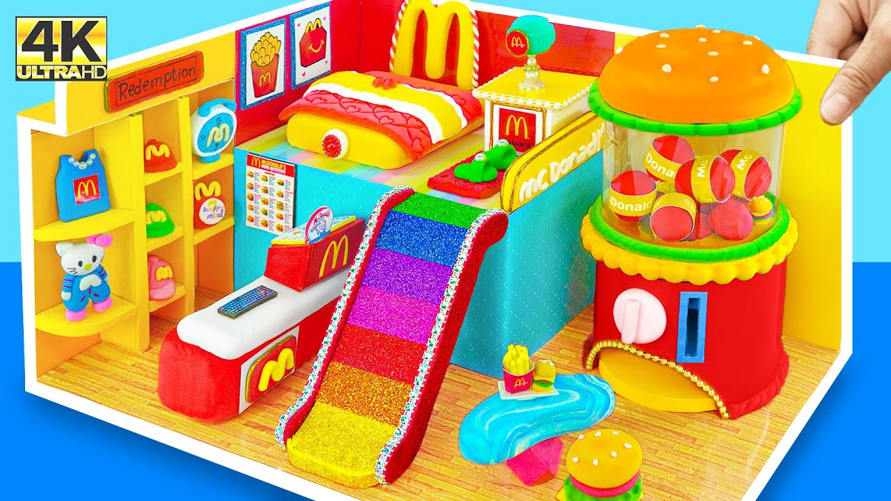 How To Make McDonald's House w Vending Machine, Rainbow Slide by Polymer Clay ❤️ DIY Miniature House